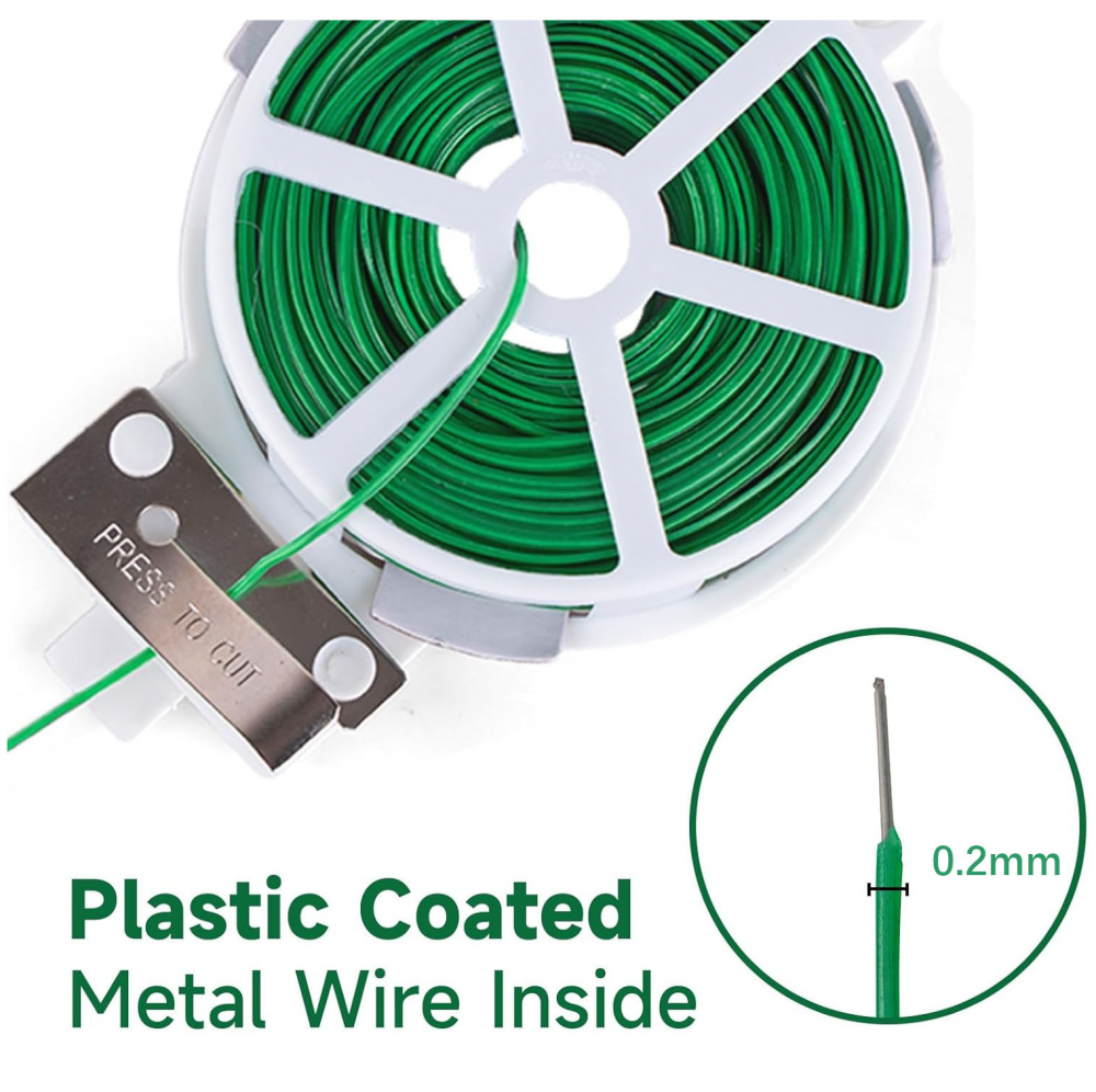 Filo Legaccio Per Piante Da Giardino 20 Mt - Verde, Diametro 2,5 Mm, Rivestito In Plastica, Flessibile E Resistente Alla Ruggine - Per Sostenere Rampicanti E Alberi