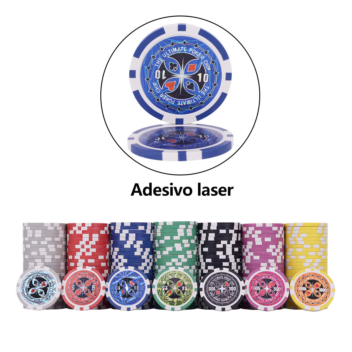 Malette Poker Set de Poker Professionnel 300 Jetons avec 2 Jeux de 54 Cartes valise Noir - 8