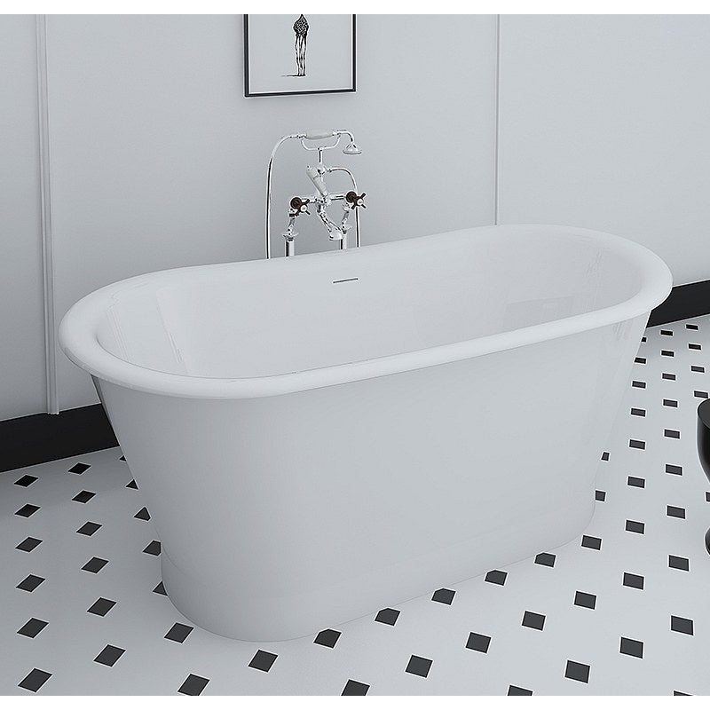 Wanna wolnostojąca owalna - styl retro - 180 L - 150 x 74 x 63 cm - Biała - Akrylowa - PELMATO