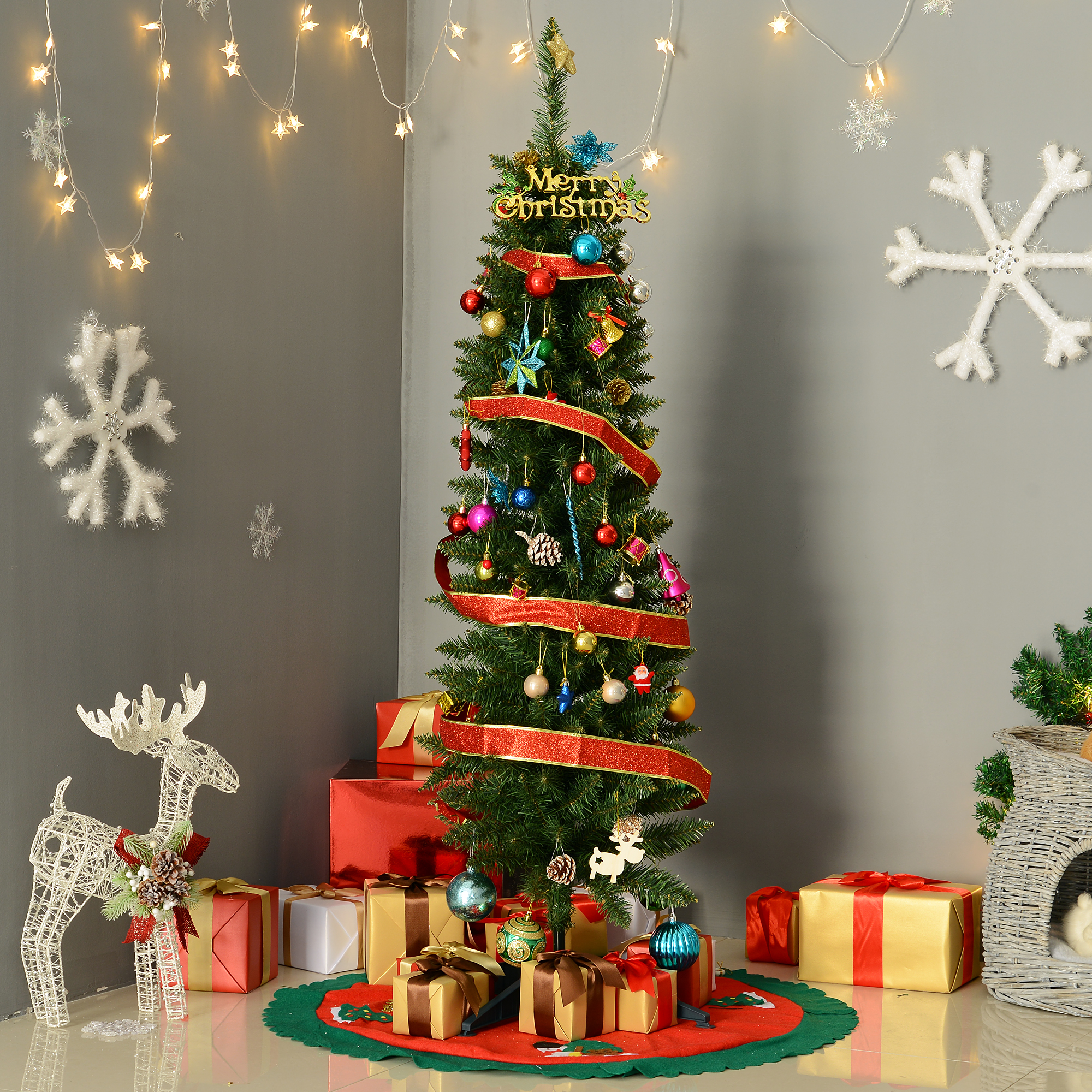 Árbol de Navidad HOMCOM PVC, Plástico, Metal Verde 46x46x150 cm - 2