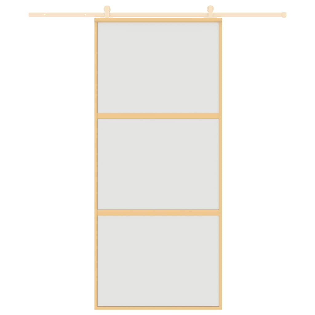 vidaXL Porta Scorrevole Dorata 90x205 Vetro Smerigliato ESG Alluminio - 8