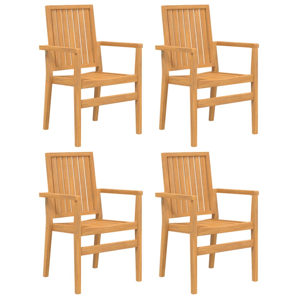 Happy Garden Set Di 4 Sedie Da Giardino Java In Teak Massello - Impilabili Con Braccioli, Altezza Seduta 45cm, Confezione Assemblata