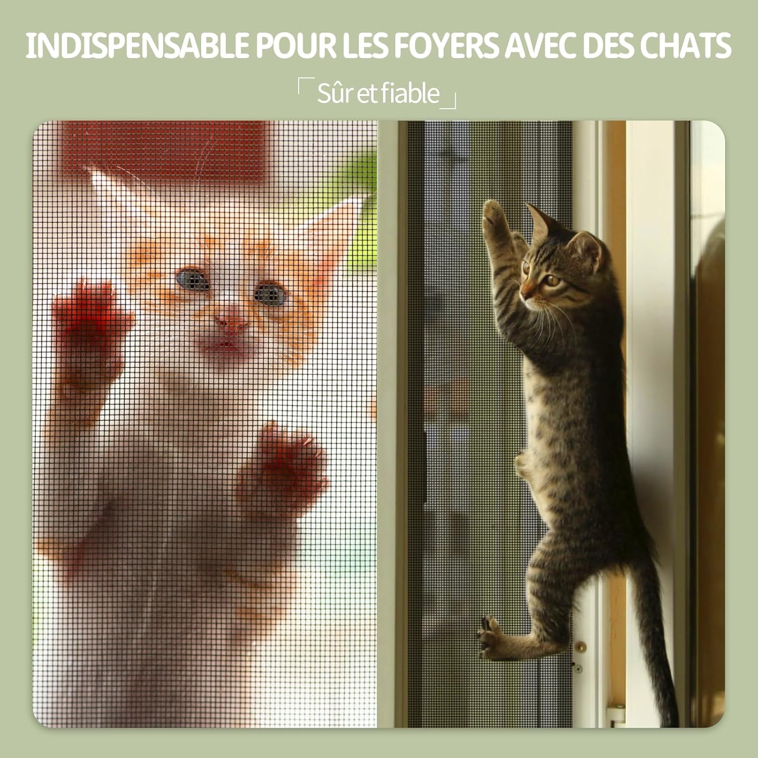 Filet pour chat ne nécessite pas de perçage, 100*130cm, robuste et découpable utilisé pour les fenêtres pour empêcher les moustiques et les chats - 2