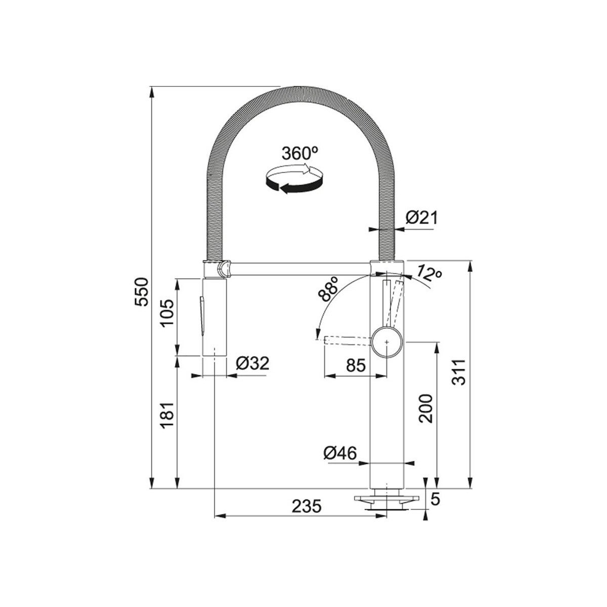 Mitigeur Franke Pescara Xl Semi Pro - Chrome Coloris Chrome - 2