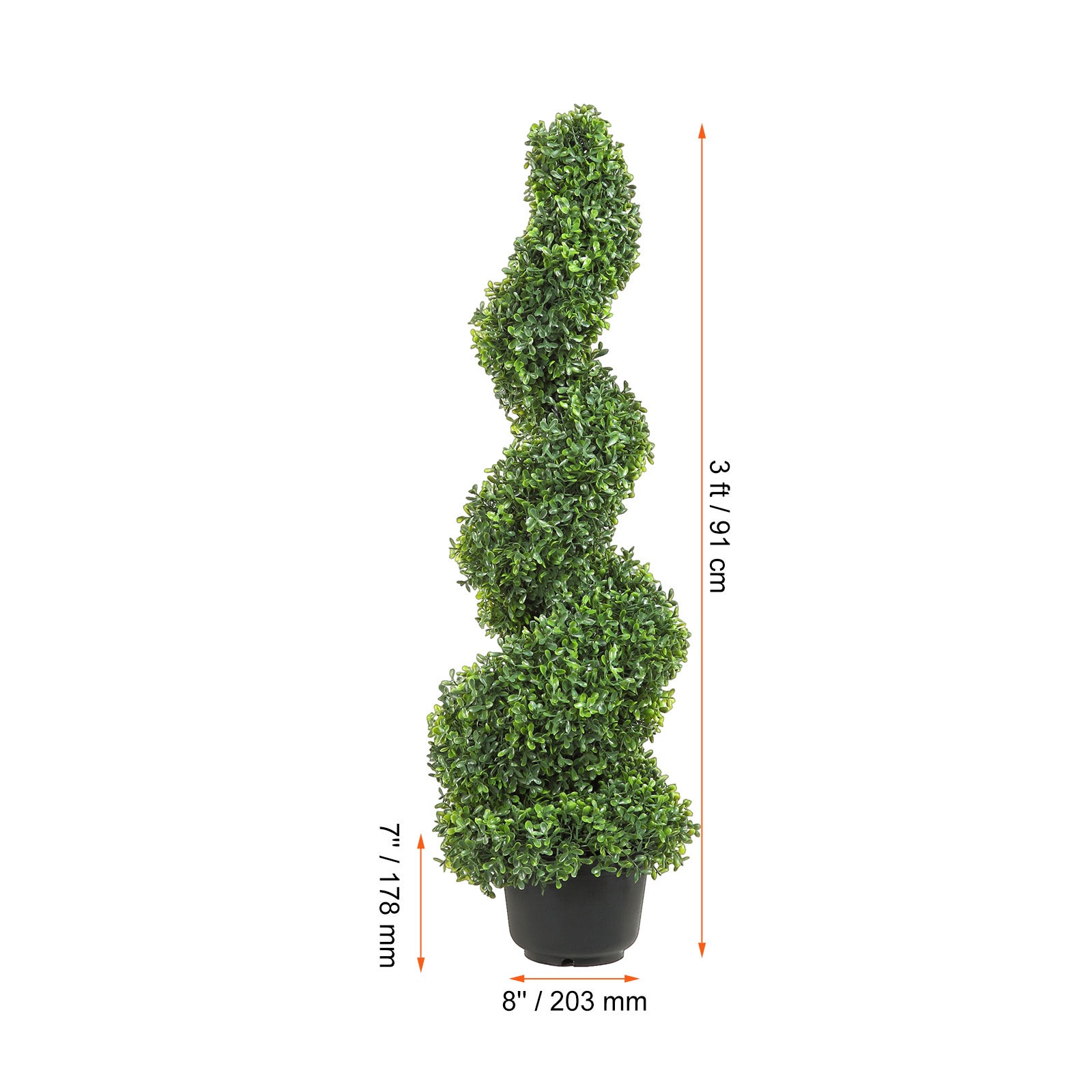 Topiaires artificiels Buis,arbres SucceBuy 3 pieds (2 pièces),fausses plantes vertes extérieures avec feuilles remplaçables - 2