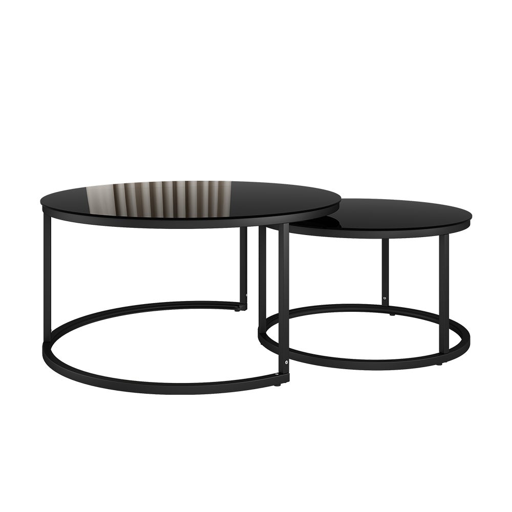 Vicco Zestaw stolików kawowych Montreal, Czarny wysoki połysk, 77 x 77 cm 2 części