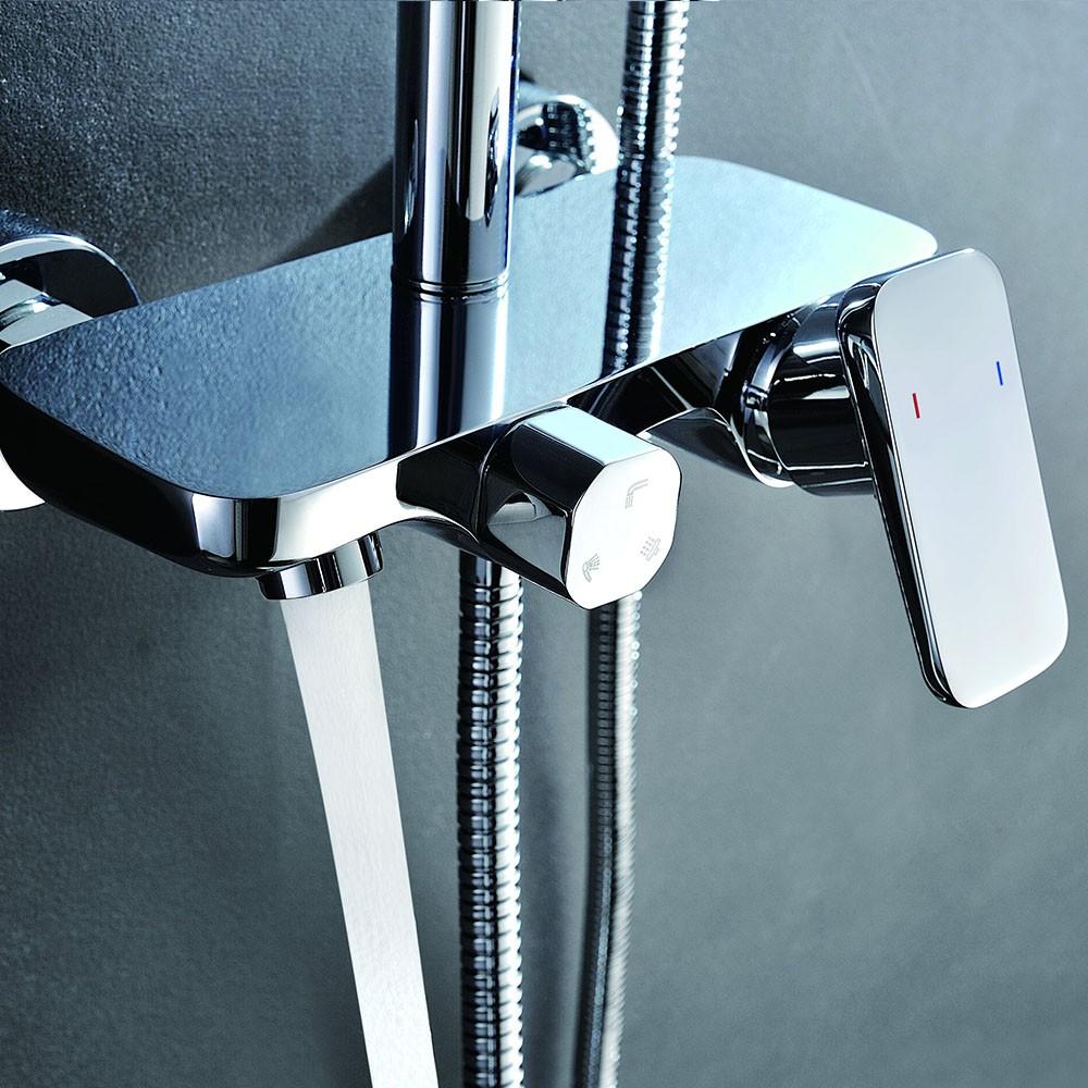 Kibath Colonne de douche carrée monocommande 79-125 cm DUA finition chrome brillant en laiton - 3