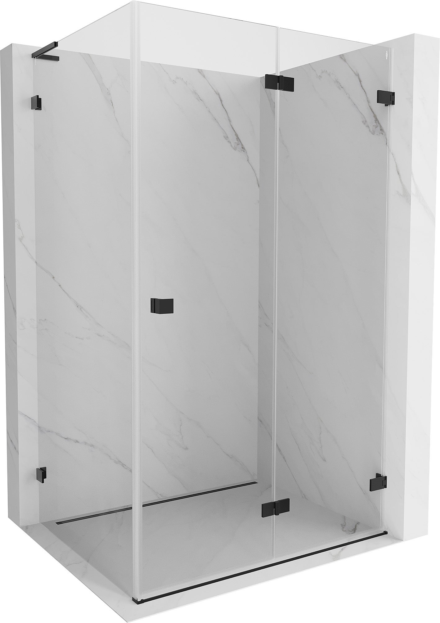 Mexen Lunar-F L kabina prysznicowa składana prawa 95 x 90 cm, transparent, czarna - 836L-095-090-70-00-P