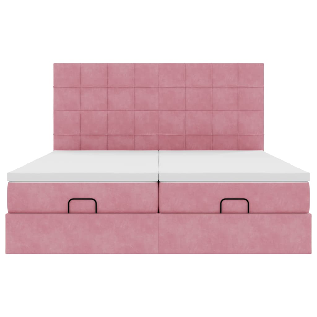 SYFAX™ Estrutura de cama otomana com colchões 180x200 cm veludo rosa - 5