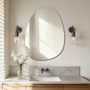 Specchio Da Parete Ovale EMKE – 45x60 Cm, Cornice Oro, Antideflagrante, Montaggio Orizzontale O Verticale