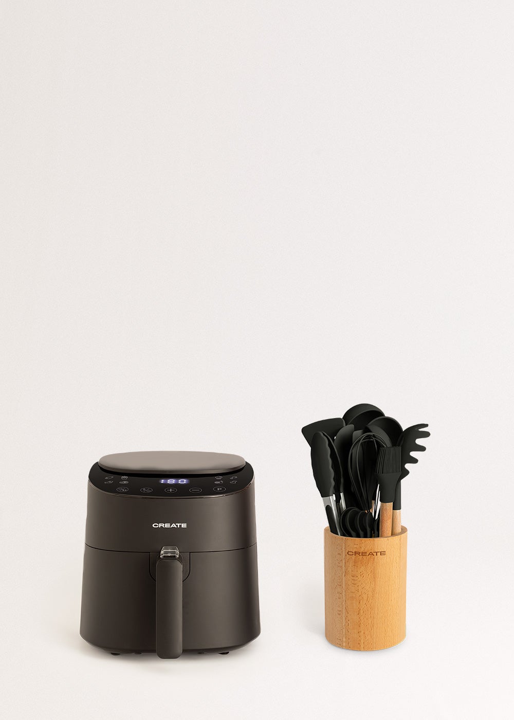 CREATE - Pack AIR FRYER PRO COMPACT 3.5 L + Komplet akcesoriów kuchennych - Noir