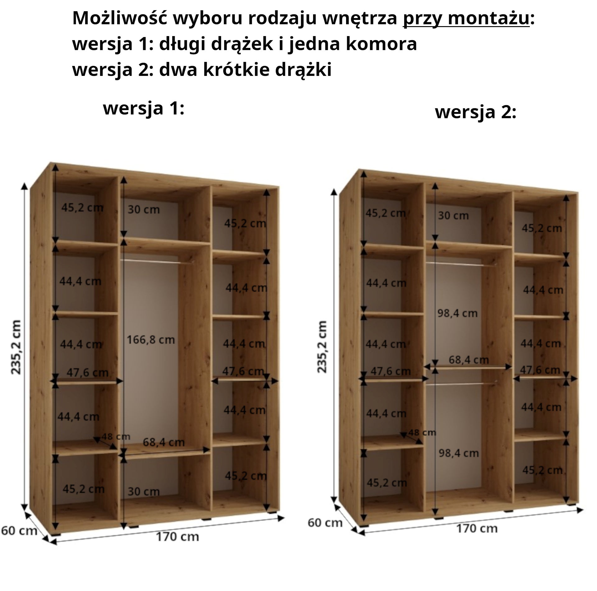 Szafa przesuwna z lustrem wysoka Davos 13 170 x 60 x 235,2 cm czarny + artisan + u. srebrny - Abiks Meble - 5
