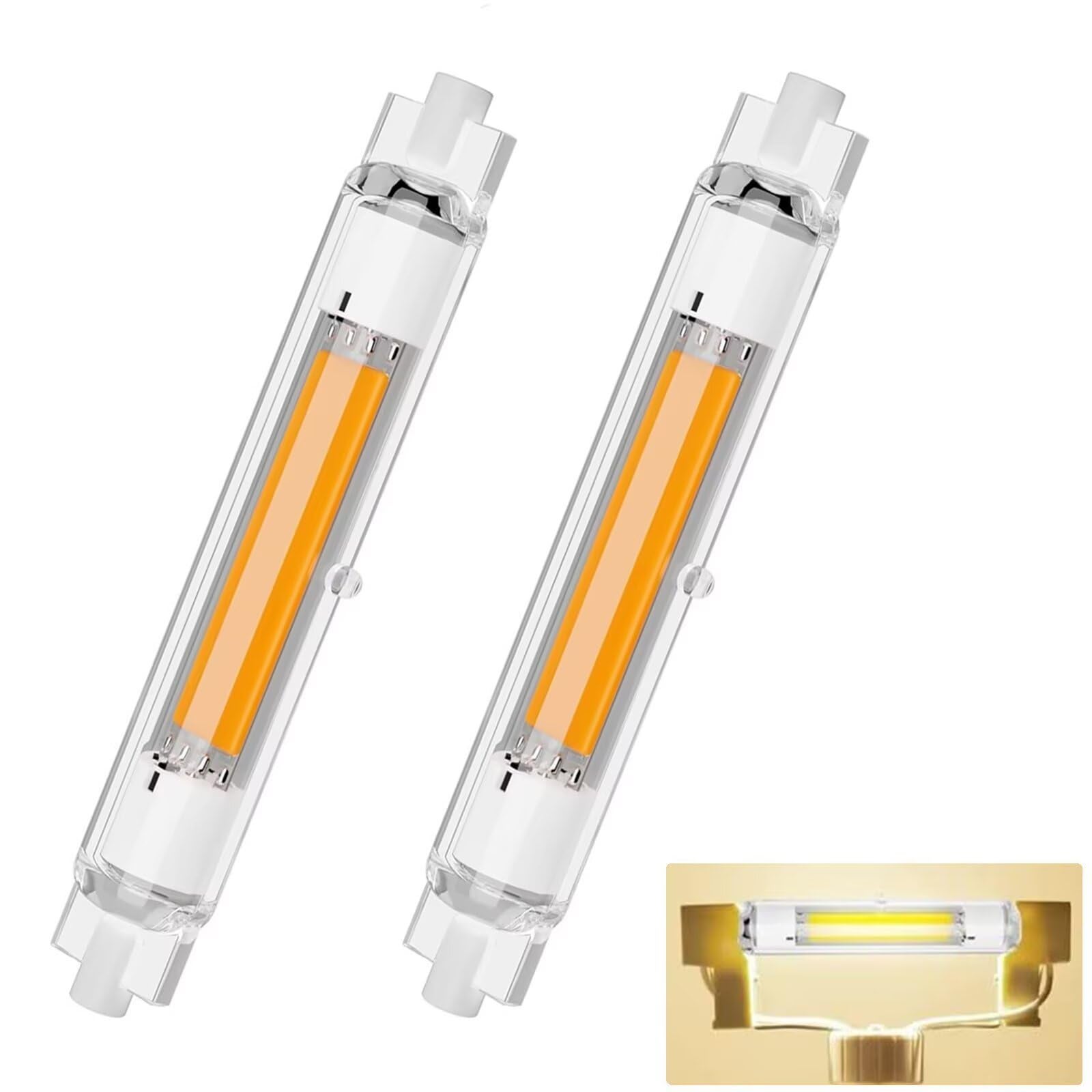 2 żarówki LED R7s 30 W, szklana rurka, kąt świecenia 360°, niskie zużycie energii (światło neutralne 4 500 K, 118 mm)