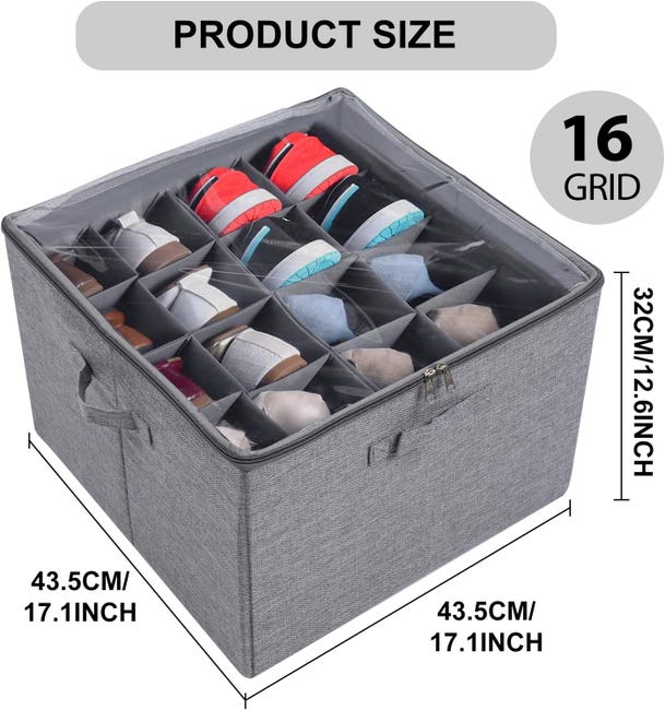 Organizer Scarpe per 16 Paia, Scatola Contenitore con Maniglie e Coperchio Trasparente, per Camera da Letto, Grigio | Leroy Merlin Organizer Scarpe per 16 Paia, Scatola Contenitore con Maniglie e Coperchio Trasparente, per Camera da Letto, Grigio | Leroy Merlin