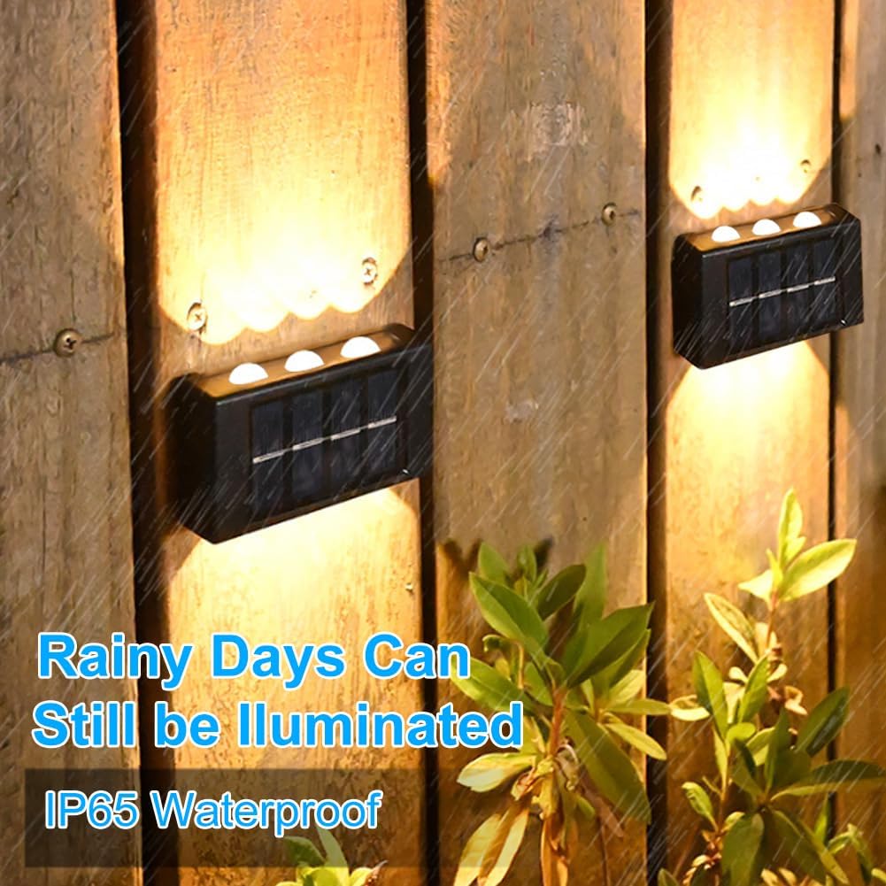 Pacote com 4 luminárias solares de parede ajustáveis para áreas externas, luminárias solares de parede para cima e para baixo, luminária de parede LED - 3