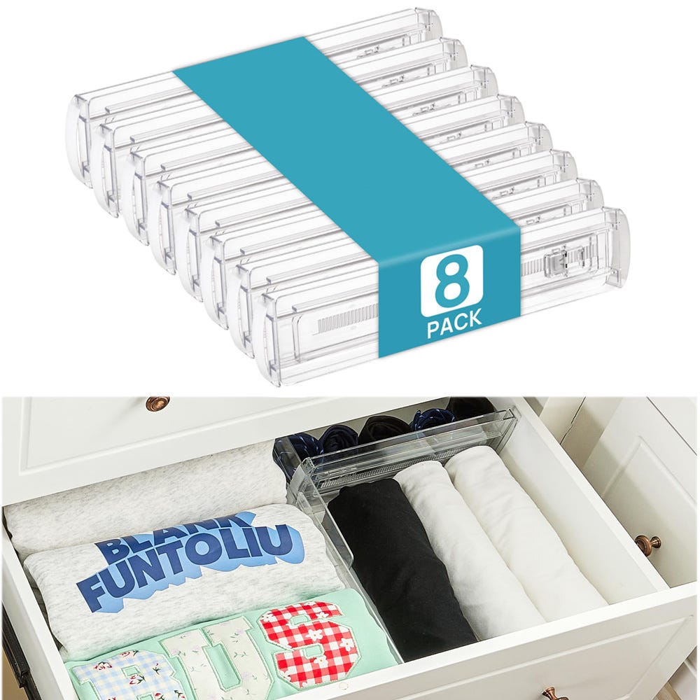 6 Organizer Per Cassetti In Plastica Trasparente PET - 22,9x15,2x5,1 Cm Per Cucina E Ufficio