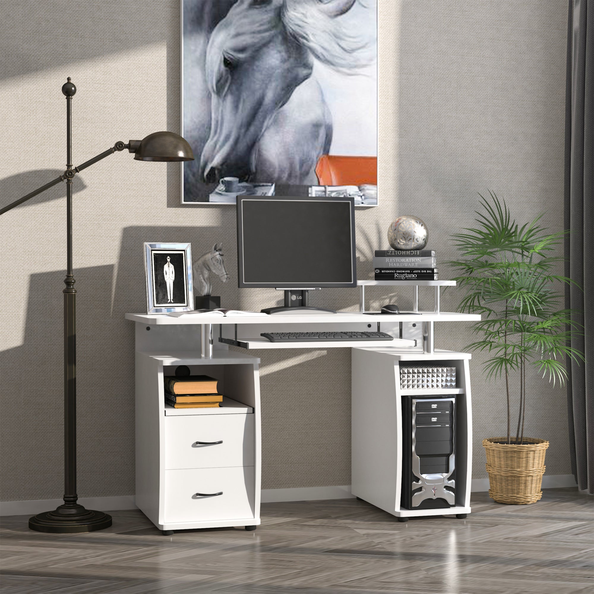HOMCOM Cajonera De Oficina Con 4 Cajones Cajonera De Escritorio Con Ruedas Archivador Móvil Para