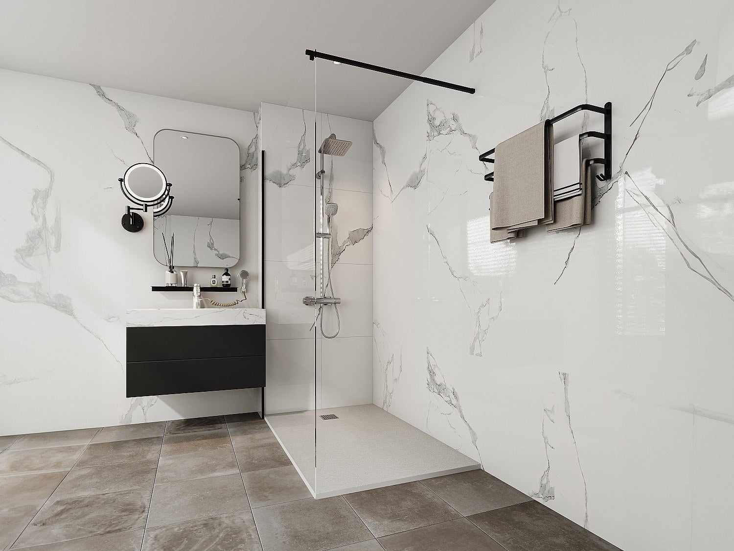 Receveur de douche extra plat à poser ou à encastrer recoupable en résine SMC avec siphon - Blanc - 140 x 90 cm - MIRNOSA - 2