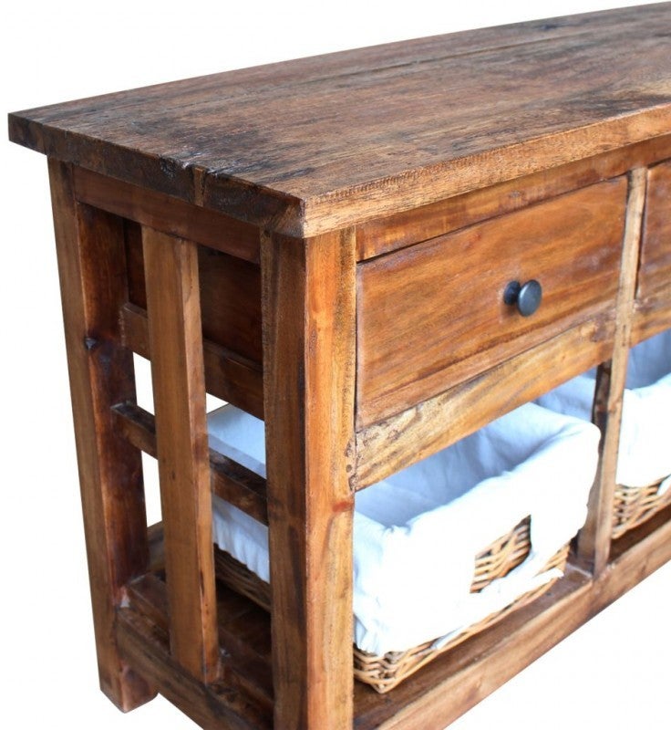 Buffet 3 tiroirs 3 paniers amovibles bois massif recyclé Moust - 4