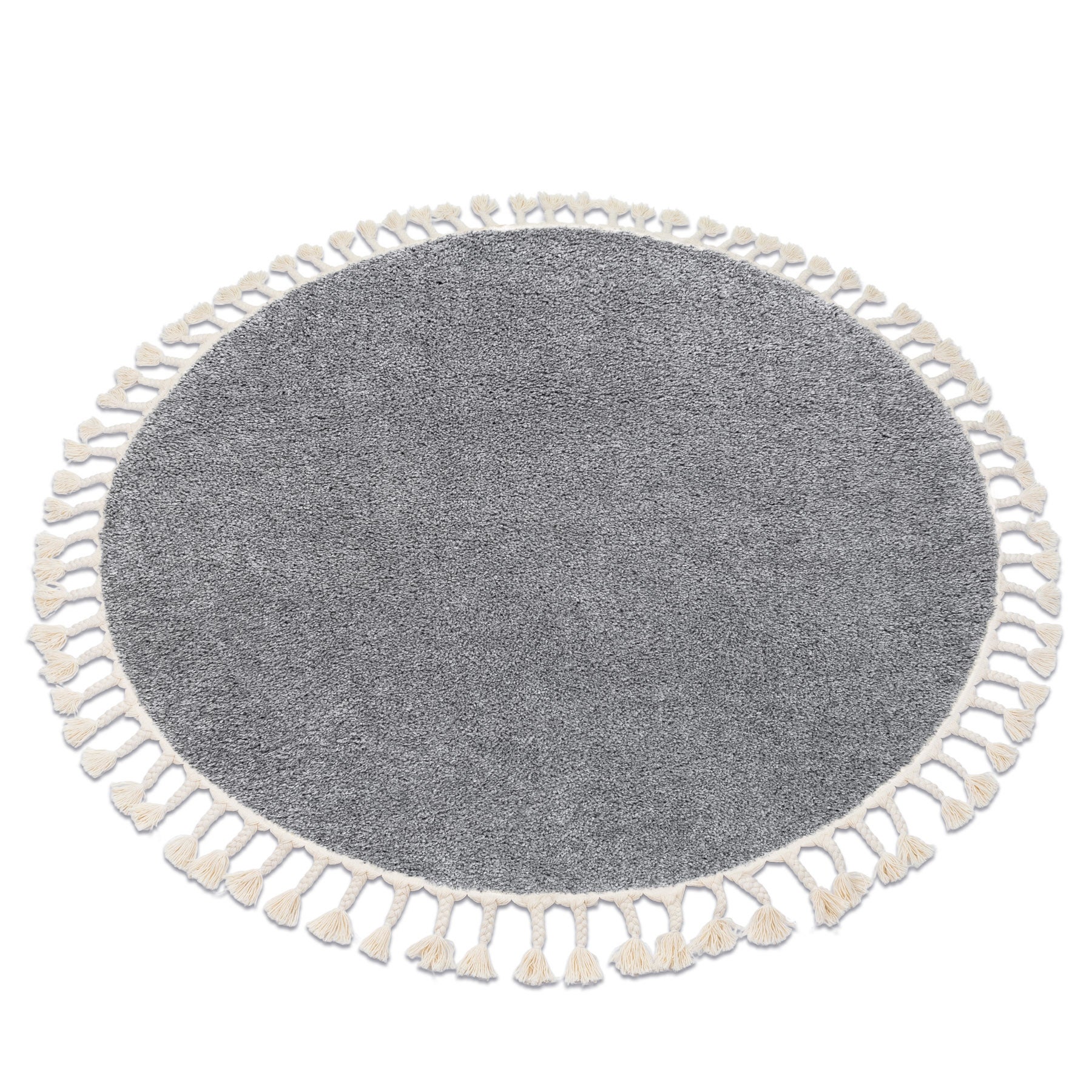 Alfombra berber 9000 circulo gris franjas bereber marroquí shaggy circulo 120 cm