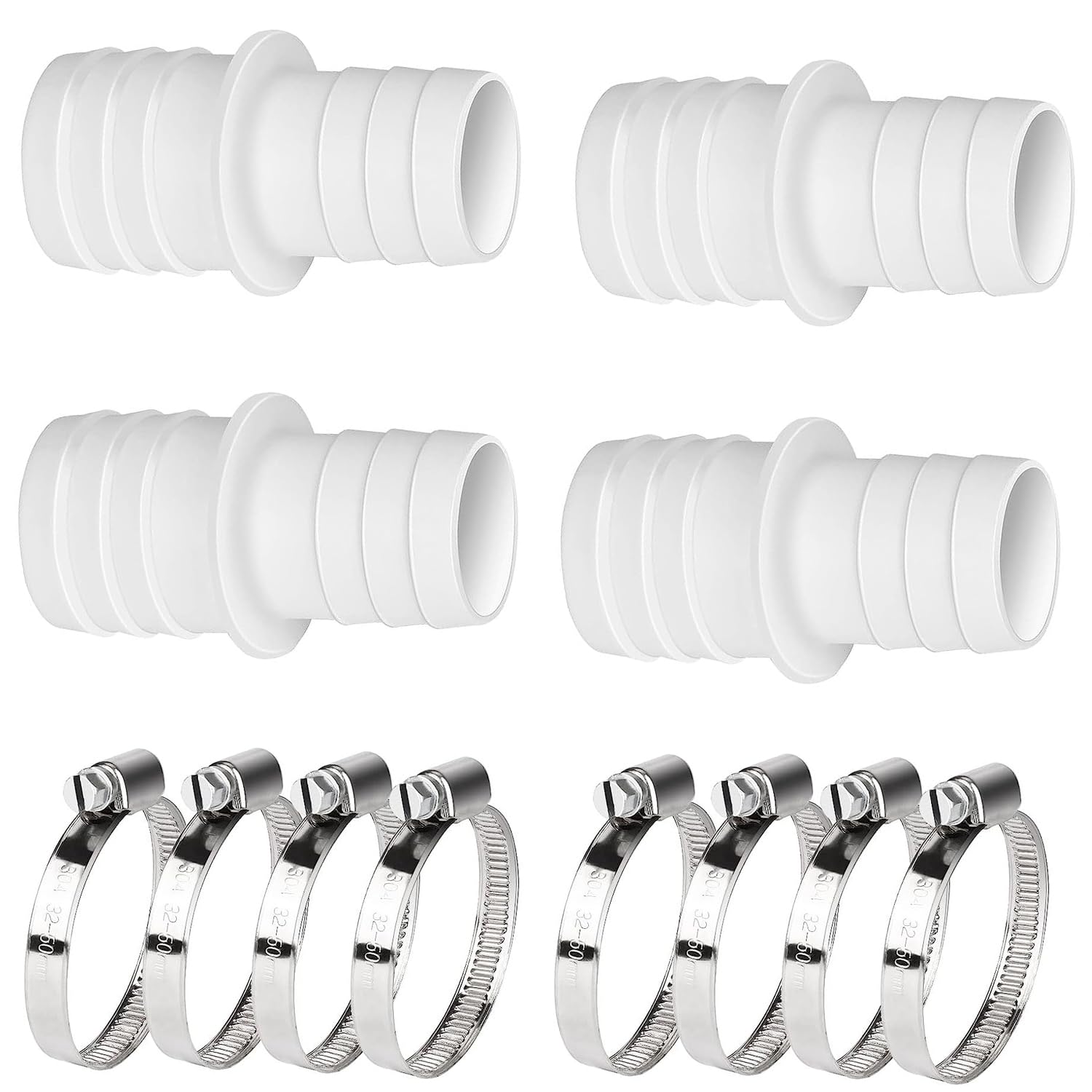 Raccords PVC Pour Pompe De Piscine/spa - Lot De 2, Filetage Mâle Et Douille Coulissante, Diamètre 50 Mm