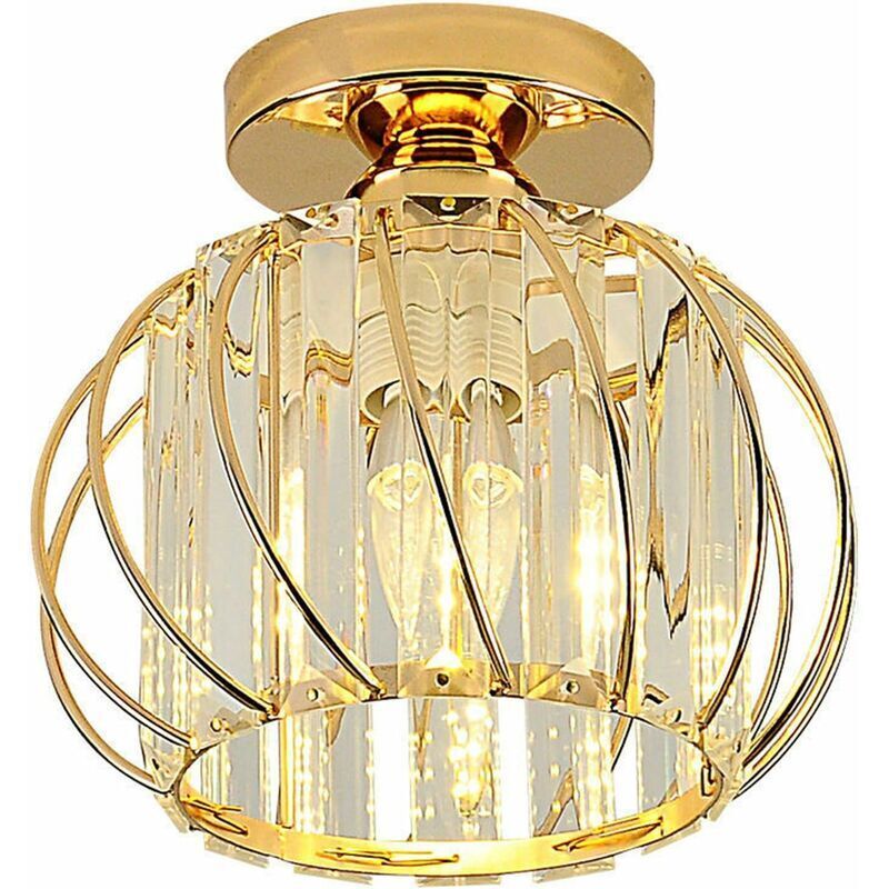 Candelabre de cristal, lumină de tavan LED mică, încastrată, pentru bucătărie, hol, sufragerie, living, bar (auriu)