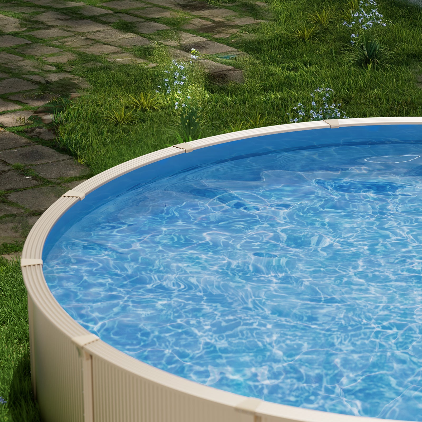 Revêtement Piscine VEVOR Ronde 350x120 cm en Vinyle, Style Unibead, Doublure Standard, Anti-usure, pour Piscine Hors Sol 120 cm - 8