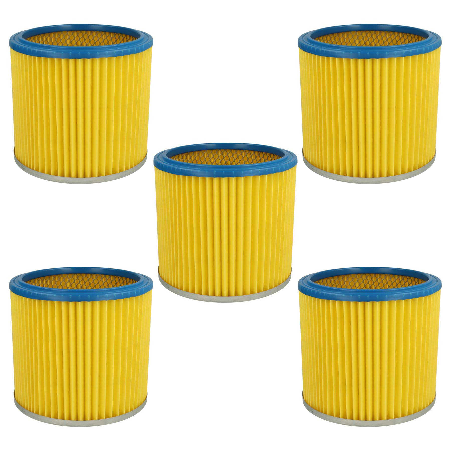 vhbw 5x filtre plissé compatible avec Aqua Vac 95035, 935, Aqua Steel 40, 950, AZ 90304-12, AZ 90304-75, 9127 P aspirateur - bleu / jaune - 6