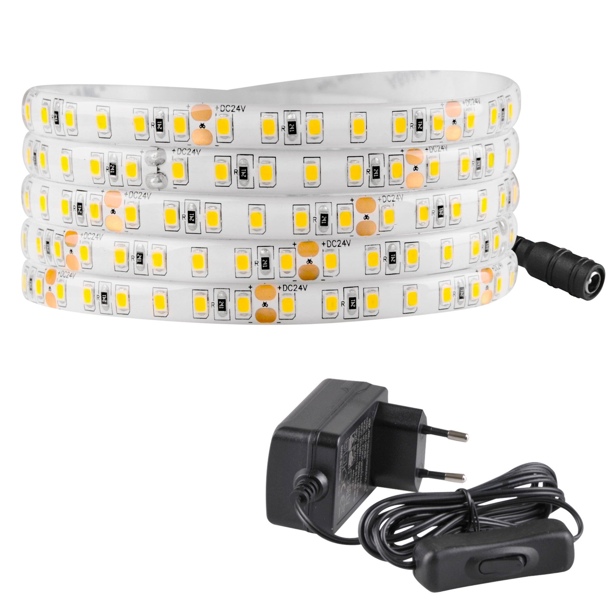 Zestaw taśma LED 24V 3m IP65 4000K zasilacz, włącznik ON/OFF Polux