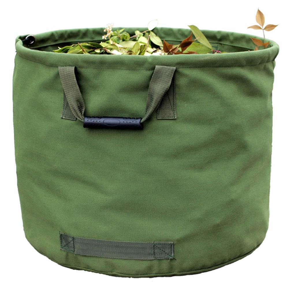 Worek Ogrodniczy 125L Bardzo Wytrzymały z Uchwytami, Zielony Worek na Liście z Płótnem Wojskowym (H45.7 cm, D55.8 cm)