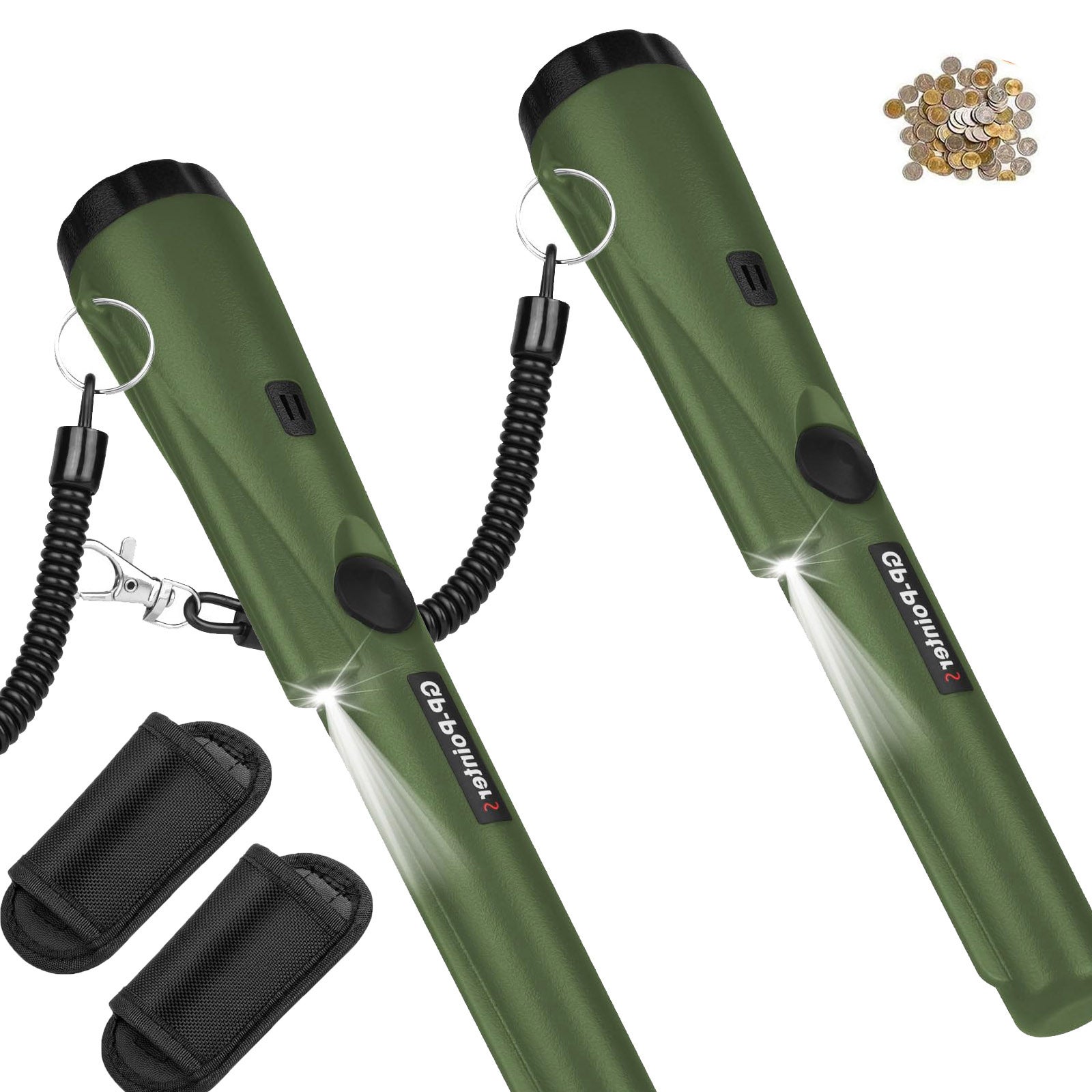 Precyzyjny wykrywacz metali sztuki wodoodporny wbudowana dioda LED alarm świetlny skanowanie skórzane etui do znajdowania biżuterii zielony