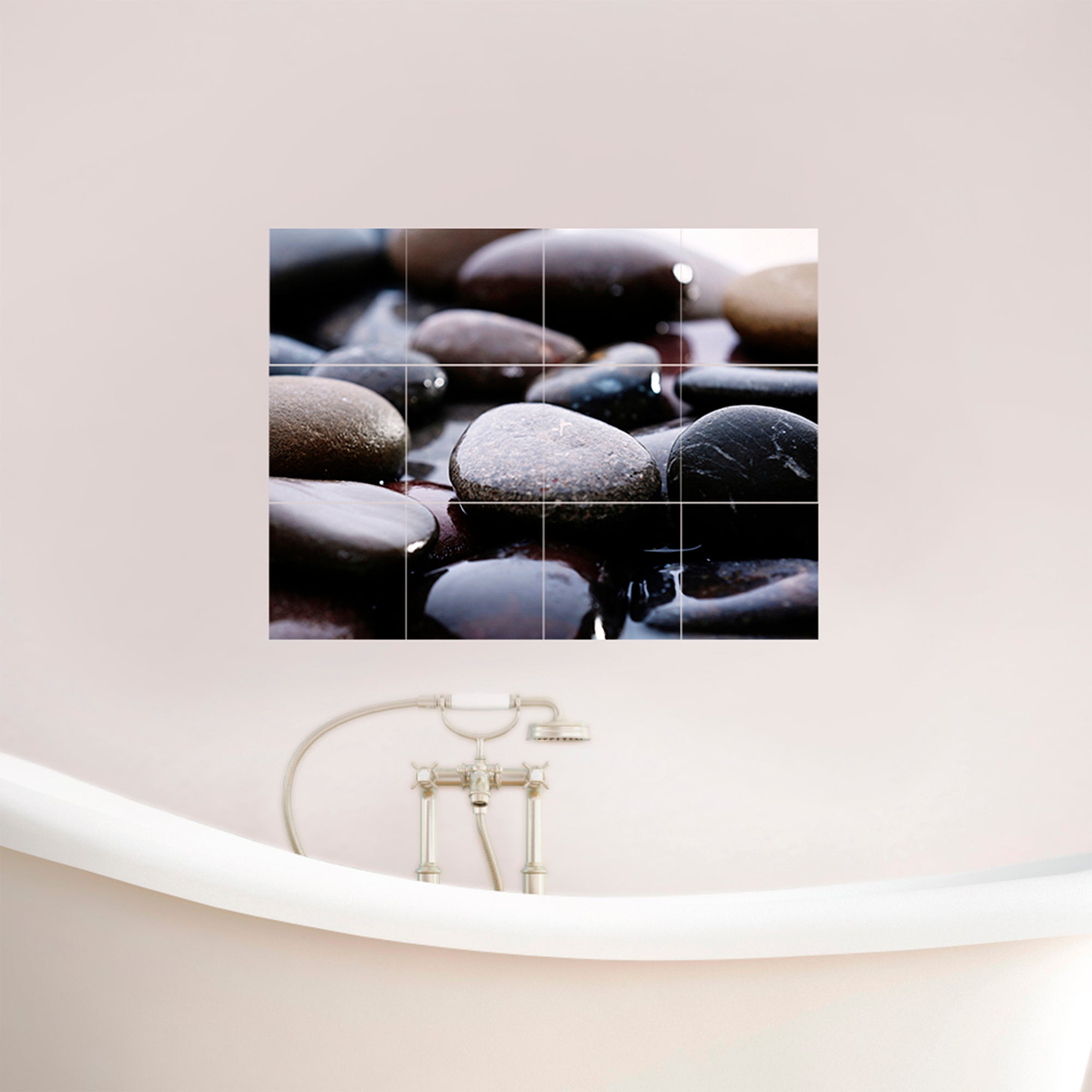 Sticker adhésif homestaging, galets posés sur un couleur d'eau, thème nature et fraîcheur, x12, 15 cm X 15 cm - 4