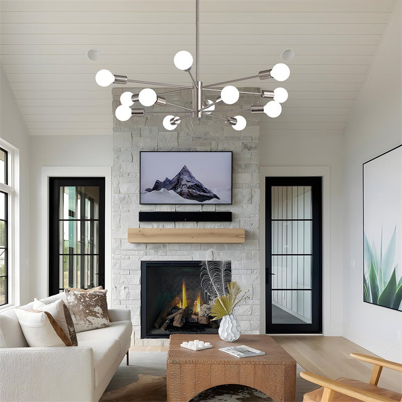 Nowoczesny żyrandol Sputnik,industrialna chromowana lampa sufitowa z 12 źródłami światła oświetlenie,wysokość jadalni,żarówka nie jest dołączona - 6