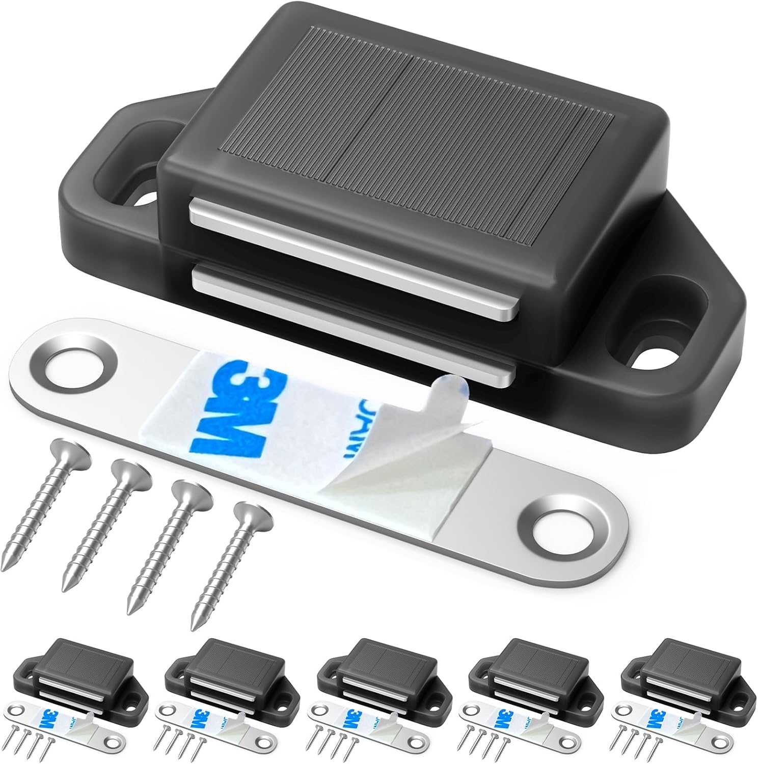 Mocny magnetyczny karabińczyk do szafki, wysokiej jakości nylonowy, do szuflady kuchennej, zamykany na magnes (6 sztuk w kolorze czarnym)