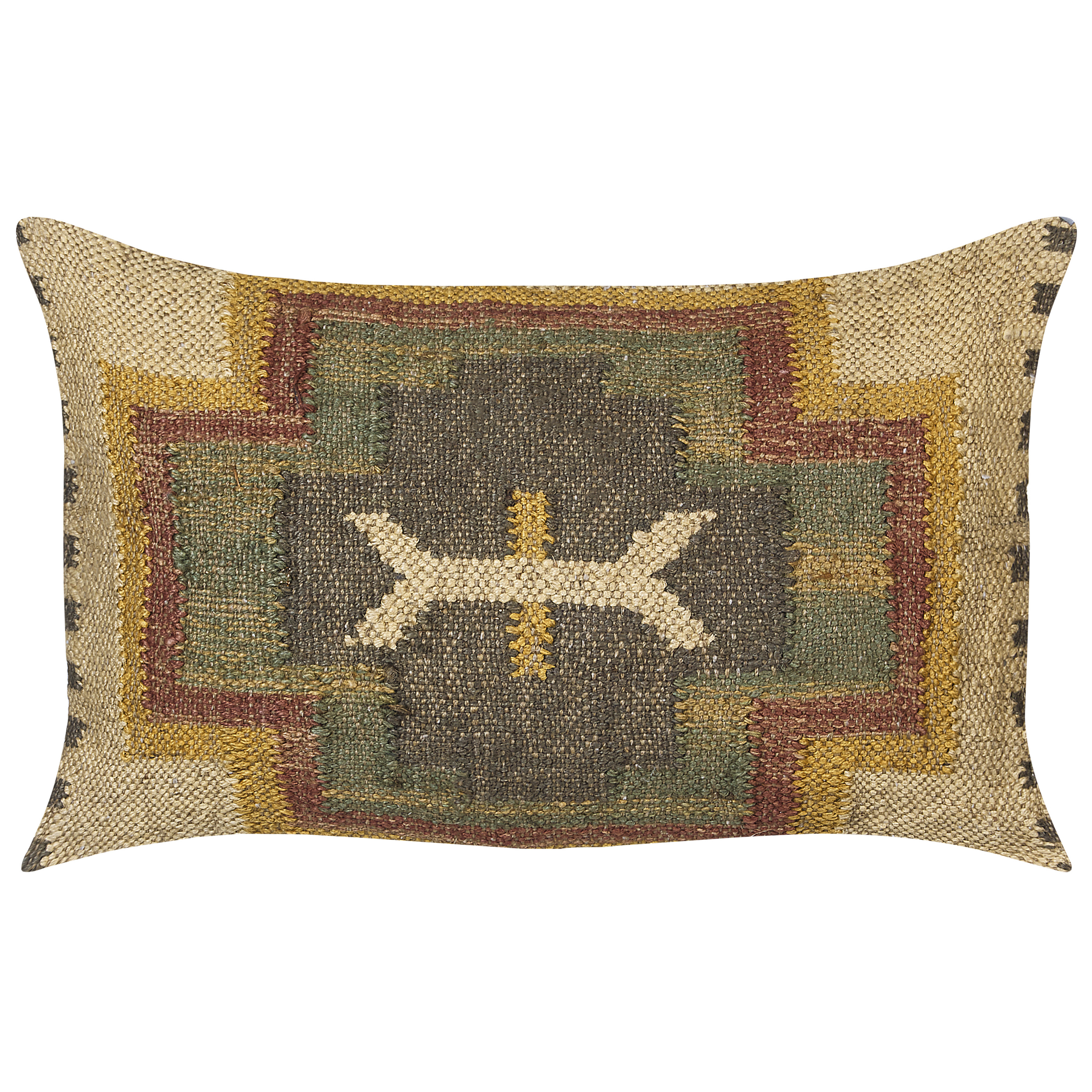 Beliani cojín decorativo pulicat yute 30 x 50 cm verde patrón oriental
