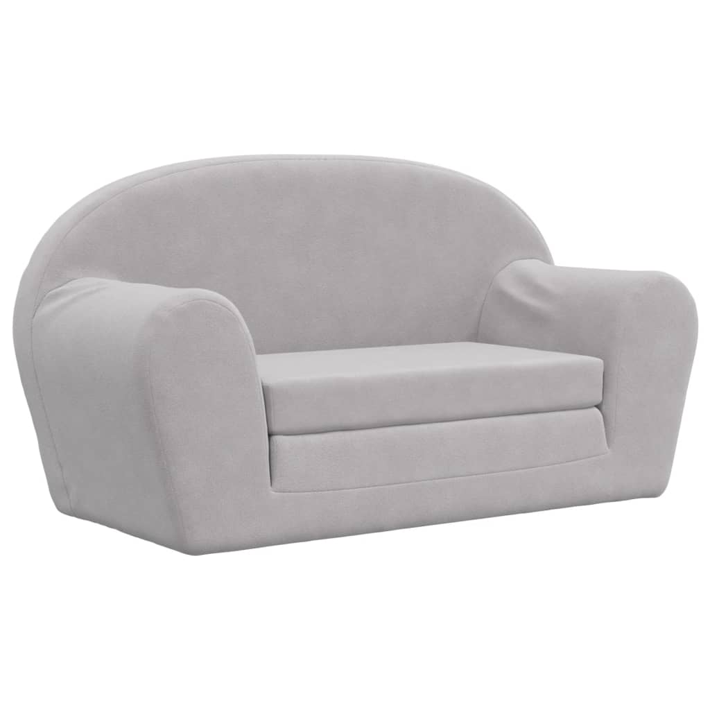 Canapé-lit enfants 2 places gris clair peluche douce vidaXL - 2