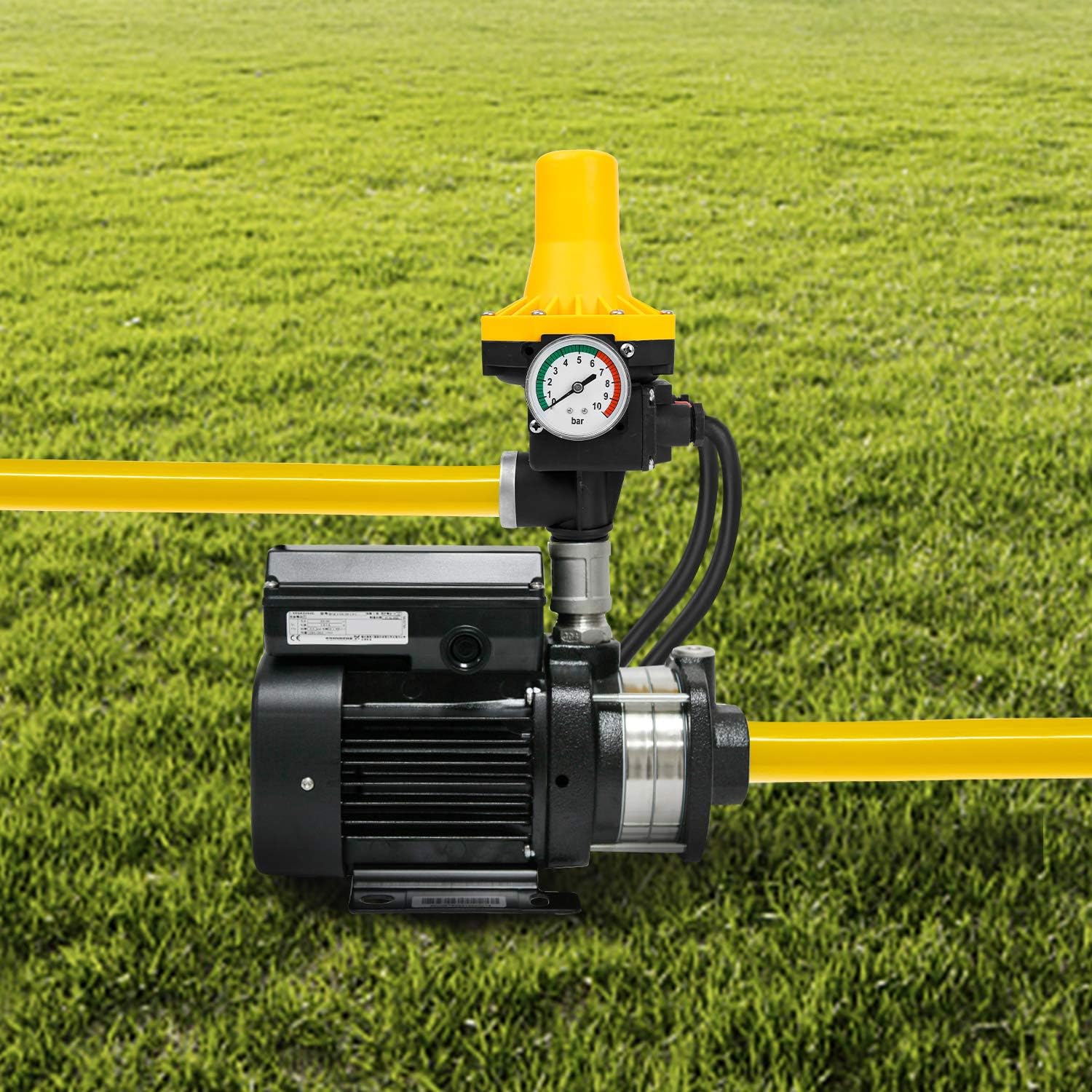 Presostato para bomba de agua de 10 bares, presostato eléctrico, encendido y apagado automáticos, encendido y apagado automáticos, con cable, amarillo - 4