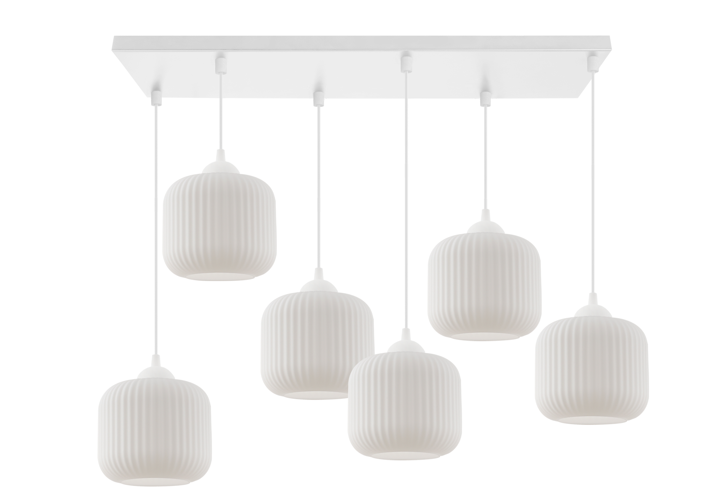 Lampa sufitowa wisząca Riffle loft 6xE27 klosz walec biały Light Home LH