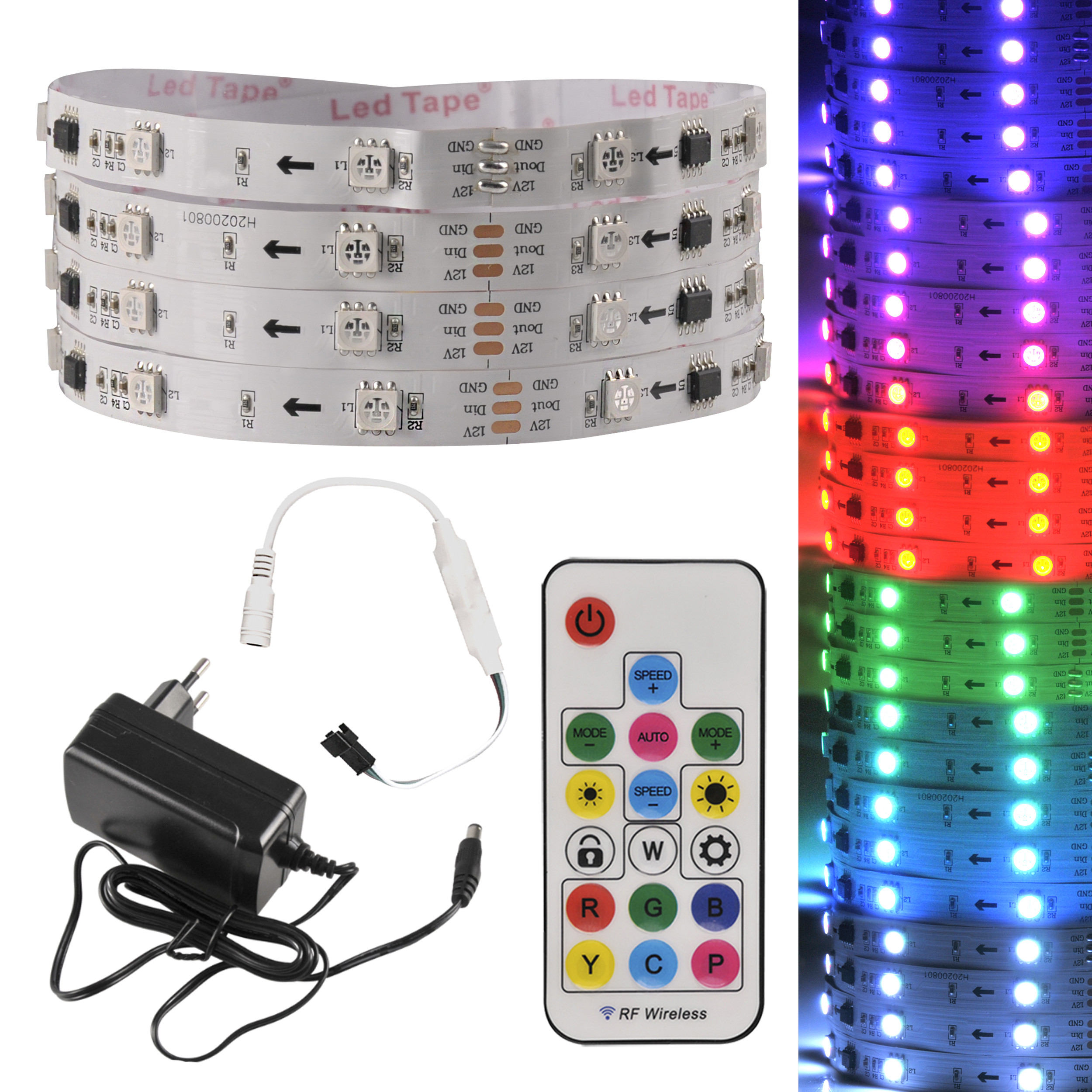 Zestaw Taśma LED MAGIC RGB 5m, 12V, IP20, pilot, kontroler, zasilacz Polux