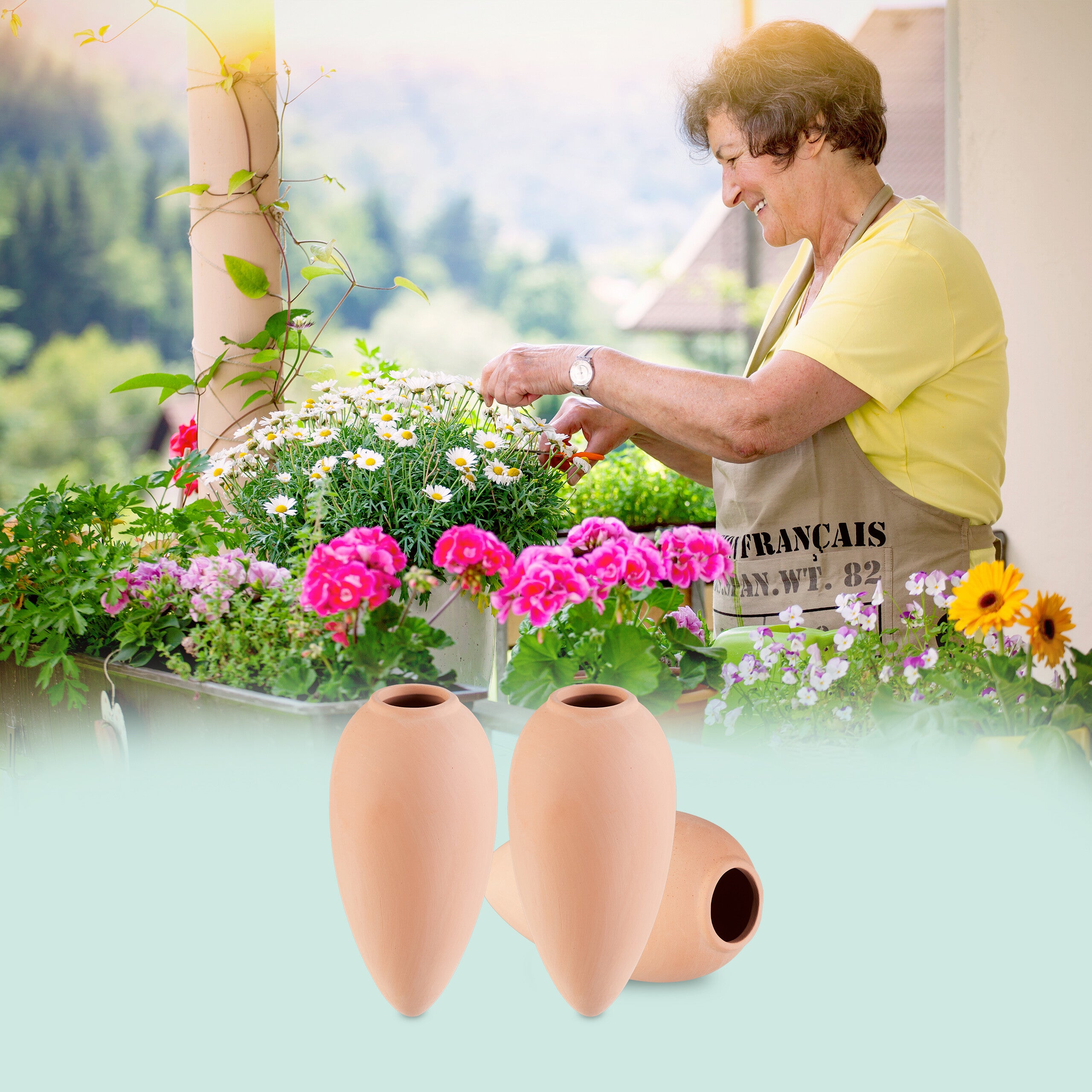 Cône d'arrosage terre cuite, 6 pièces, 170 ml, pour plantes d'intérieur et balconnières, terracotta, Relaxdays - 6