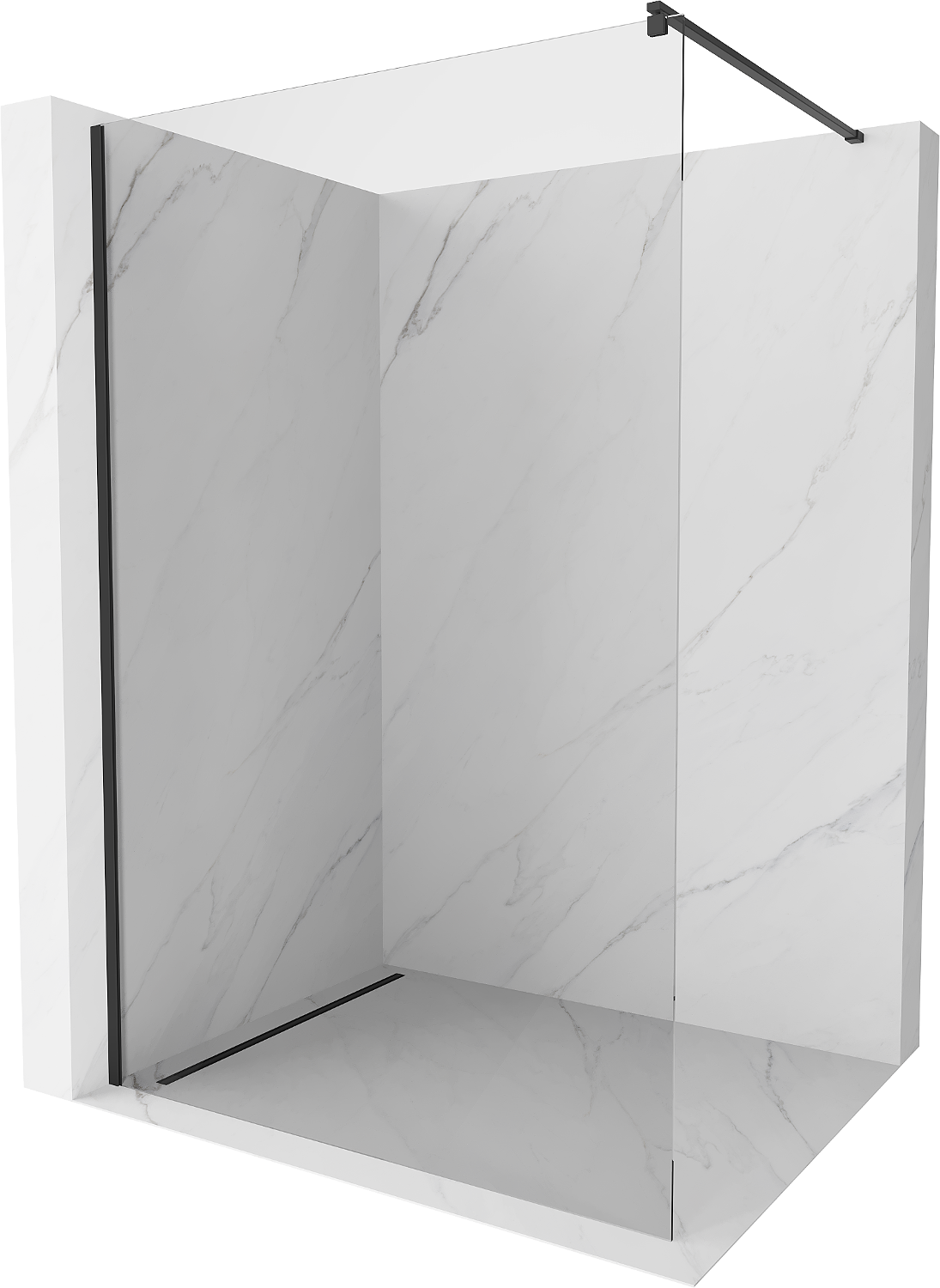 Mexen Kioto ścianka prysznicowa Walk-in 50 x 200 cm, transparent 8 mm, czarna - 800-050-101-70-00