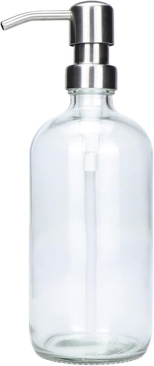 Dispenser di sapone in vetro trasparente per bagno