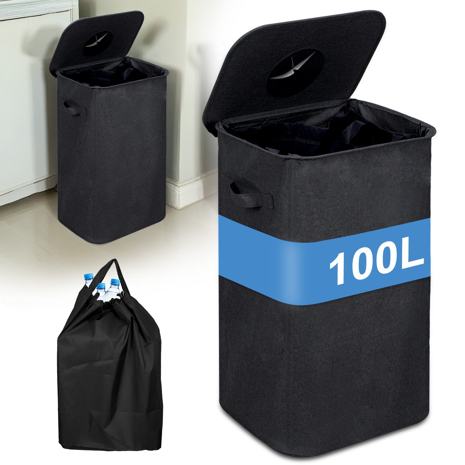 IEEILULU Poubelle Recyclage avec Couvercle, 100L Collecteur IEEILULU Poubelle Recyclage avec Couvercle, 100L Collecteur