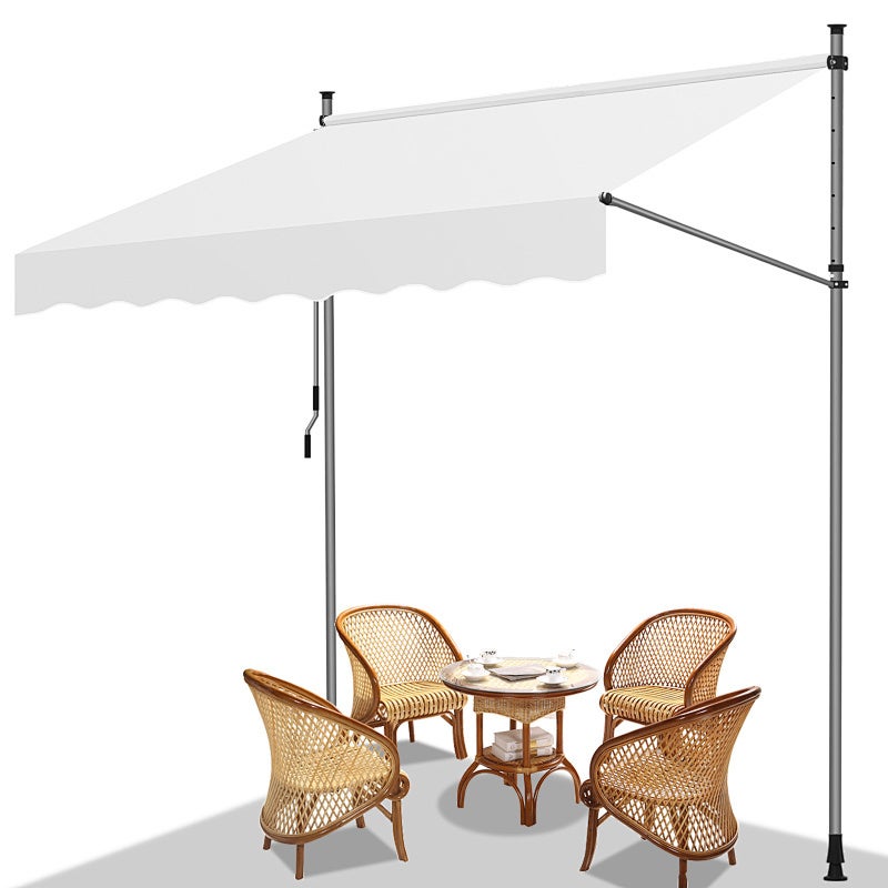 Markiza z manetką, 400x120cm Markiza manualna odporna na promieniowanie UV 50+, regulowana wysokość Kremowy