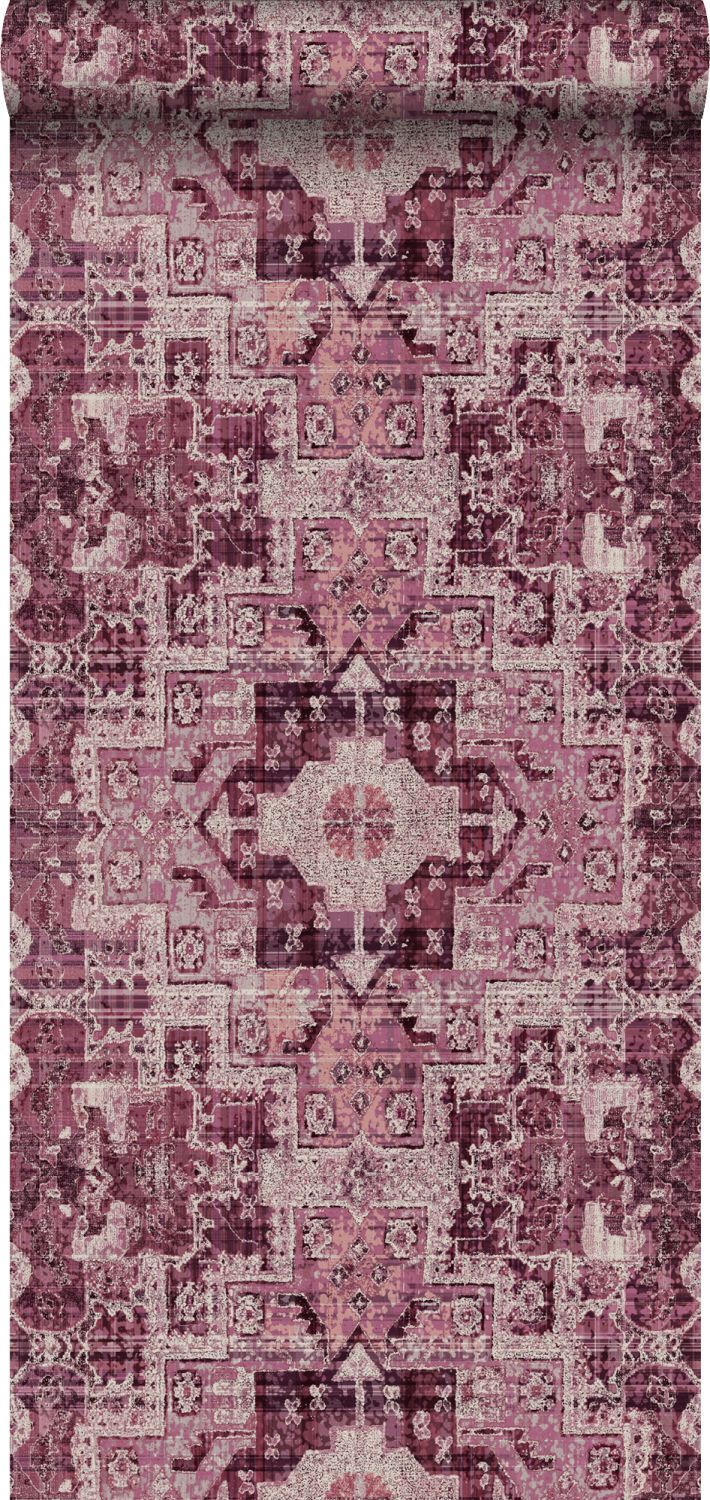 Tapeta orientalny dywan kilim bordowo-czerwonym - 53 cm x 10.05 m - ESTAHOME