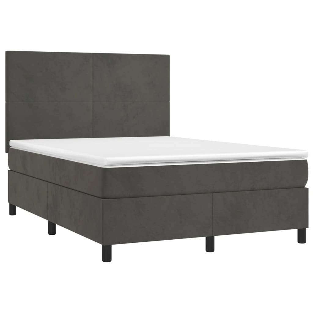 Sommier à lattes de lit avec matelas LED Gris foncé 140x190 cm vidaXL - 3