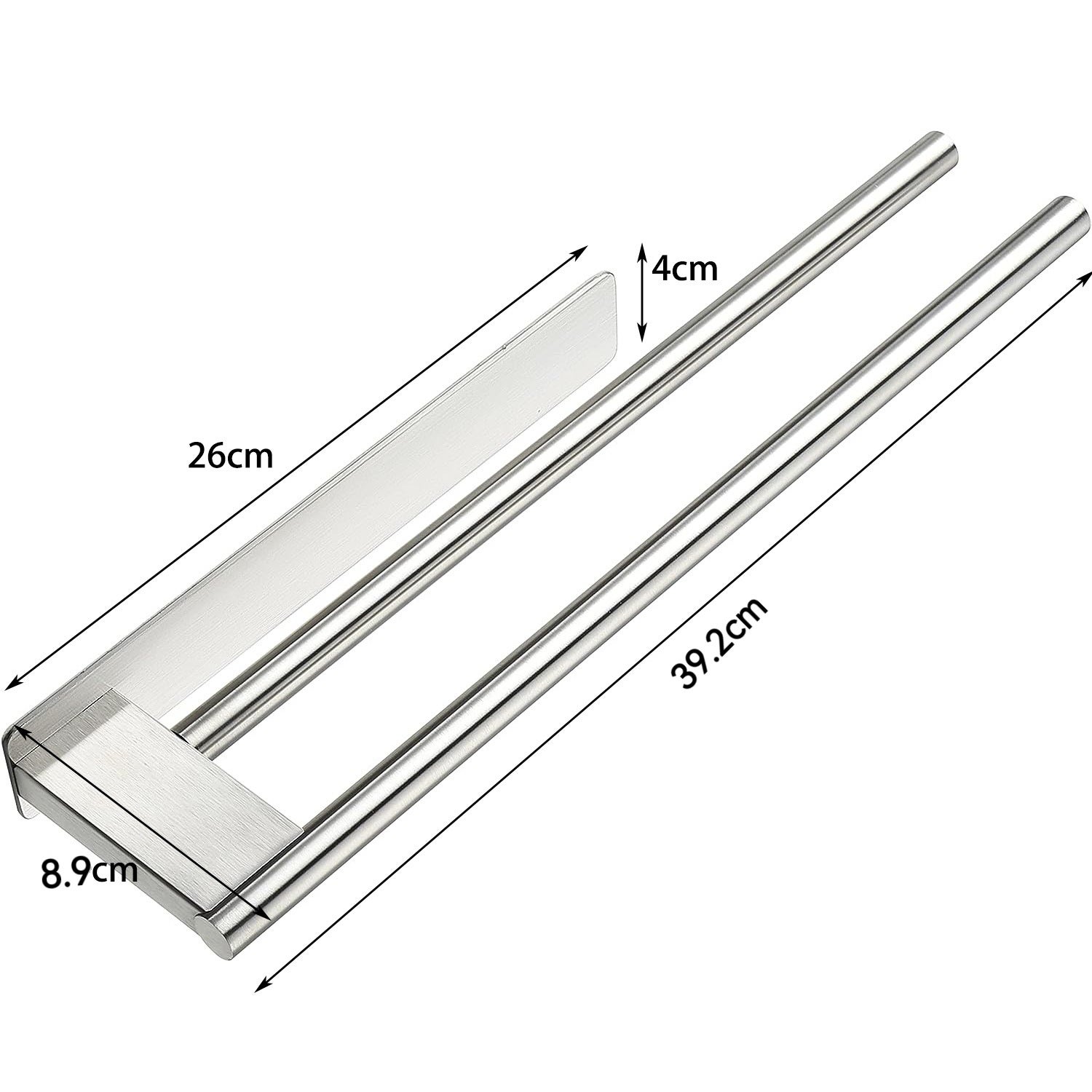 Portasciugamani da bagno antiforatura, acciaio inox, impermeabile e antiruggine, facile da installare, 23 cm, nero | Leroy Merlin