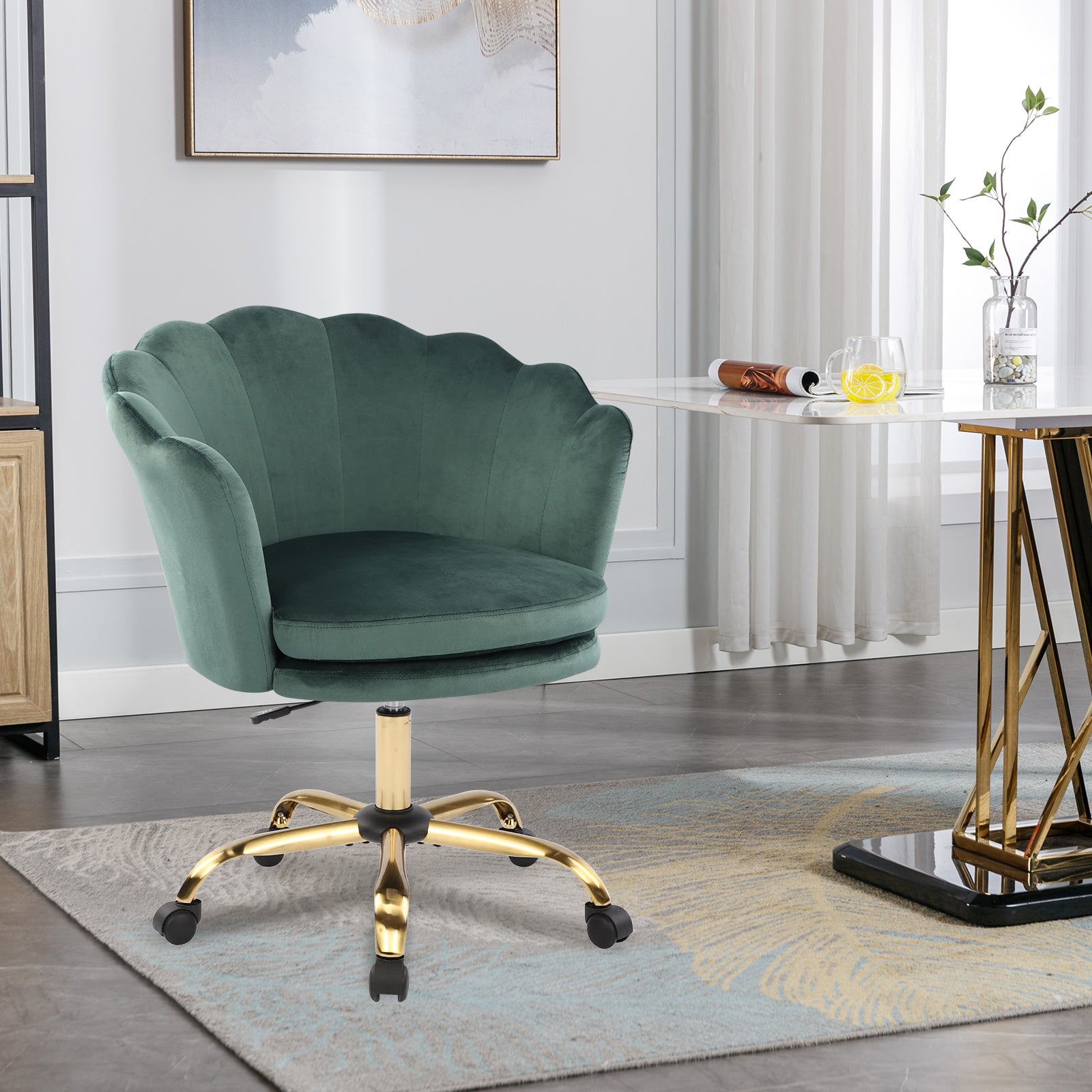 WOLTU sedia reclinabile girevole sedia da ufficio sedia da ufficio ergonomica in velluto sedia a sdraio regolabile in altezza sedia imbotta girevole a 360 °  1503