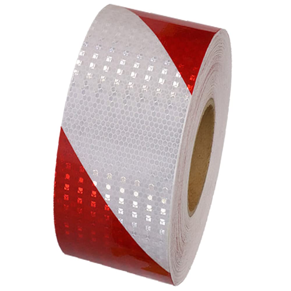 Czerwono-biała taśma odblaskowa 25 m x 5 cm – Samoprzylepna taśma ostrzegawcza, bezpieczeństwo sygnalizacji