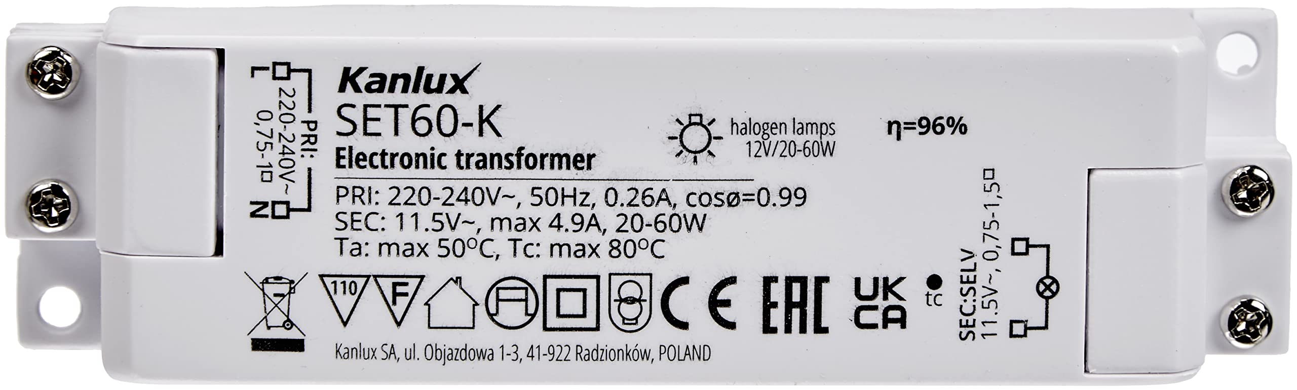 Transformateur électronique halogène 20 à 60W / AC12V - 3